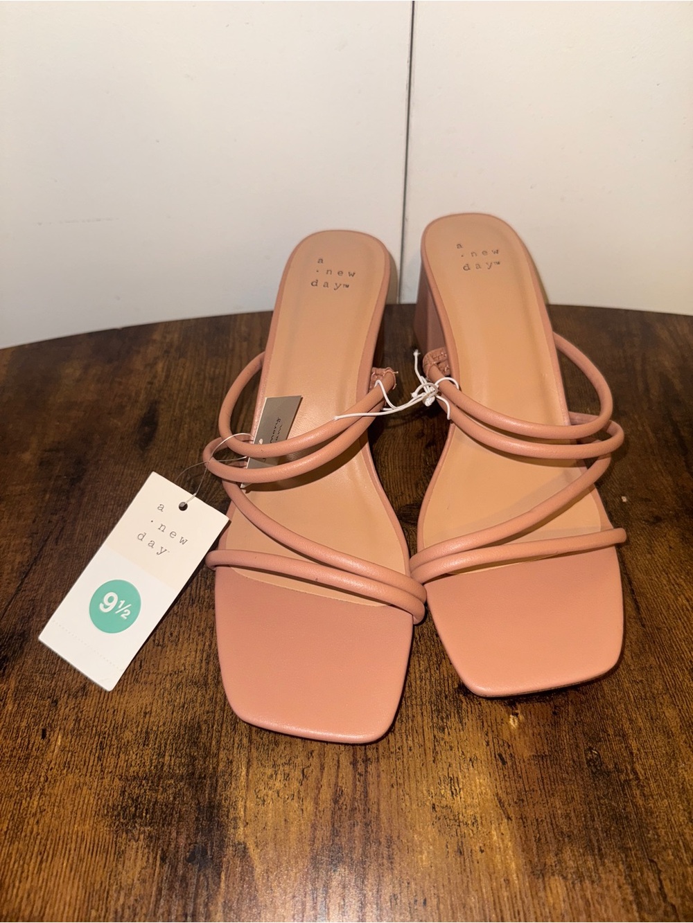 A New Day Women's Square Toe Block Heel Slide Sandals Sz 9.5